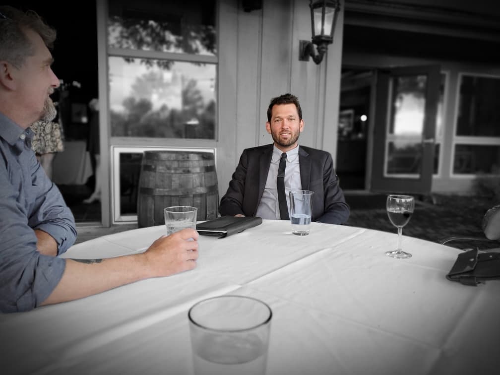 Jason English meeting with clients