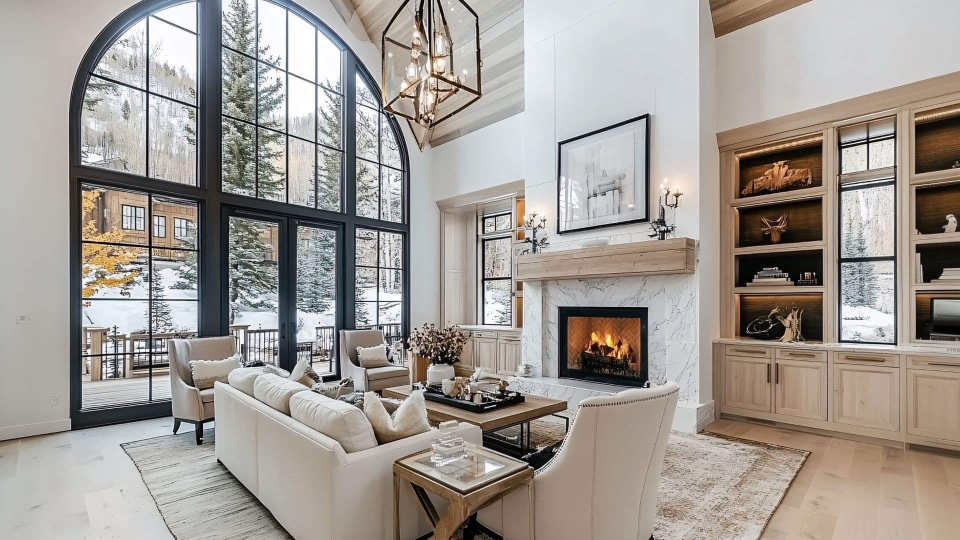 Luxury mountain home interior with high-end finishes